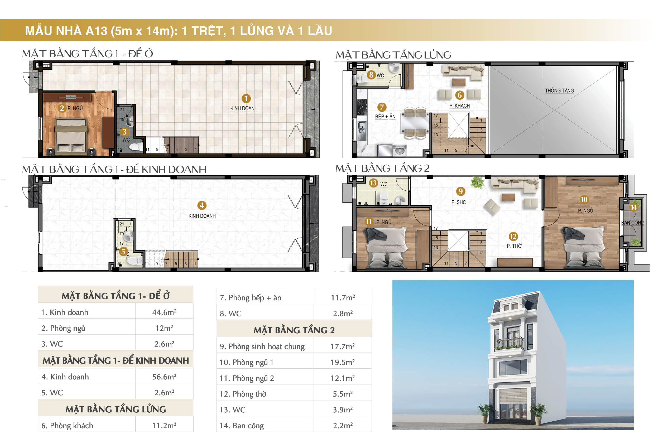 mặt bằng nhà phố A13 5x14 richland residence Bến Cát Bình Dương - thiết kế nhà phố Kim Oanh Group - kimoanhland.com.vn