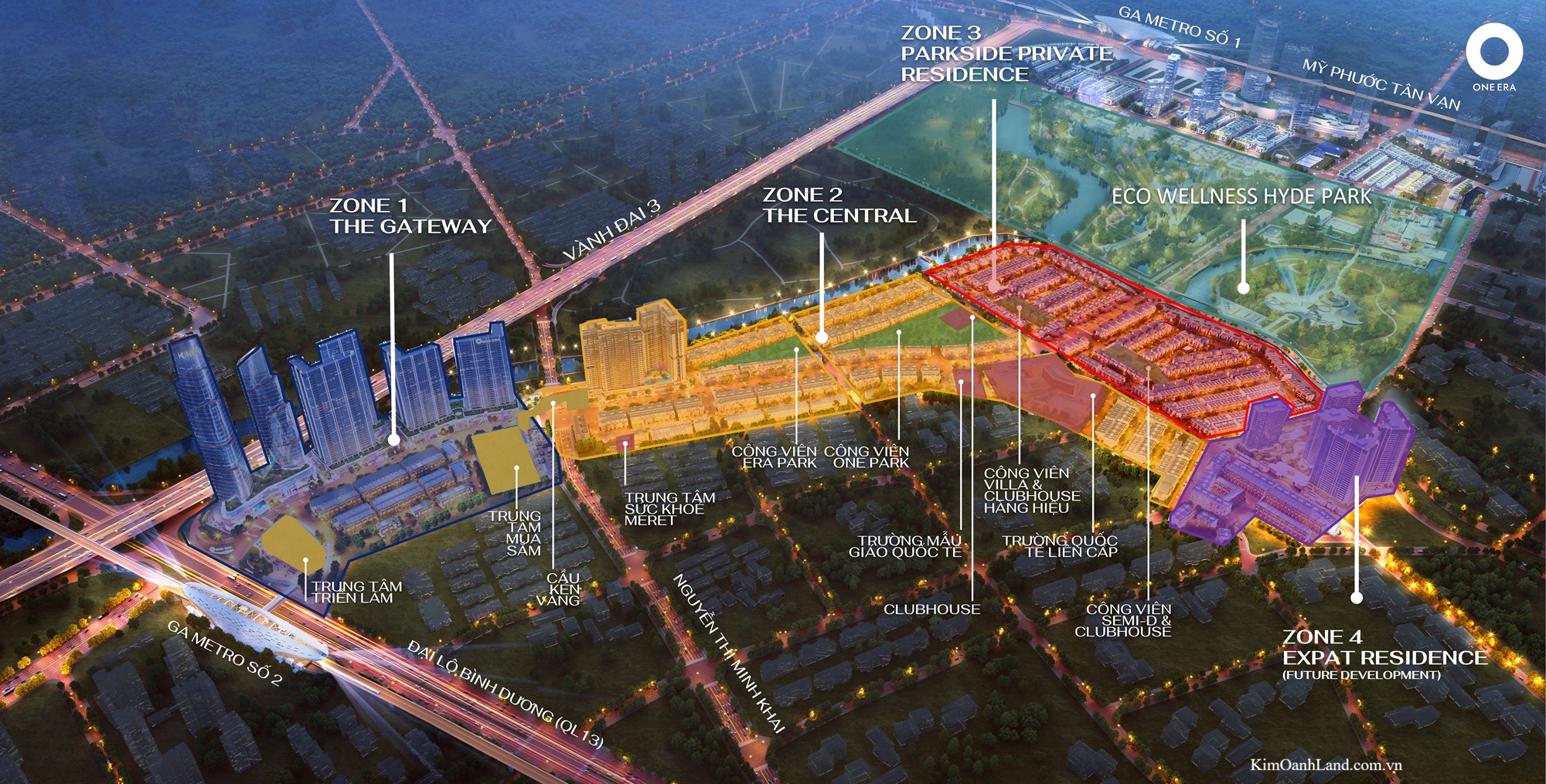 Bản đồ tiện ích đẳng cấp Quốc tế trong lòng khu đô thị One Era MAP