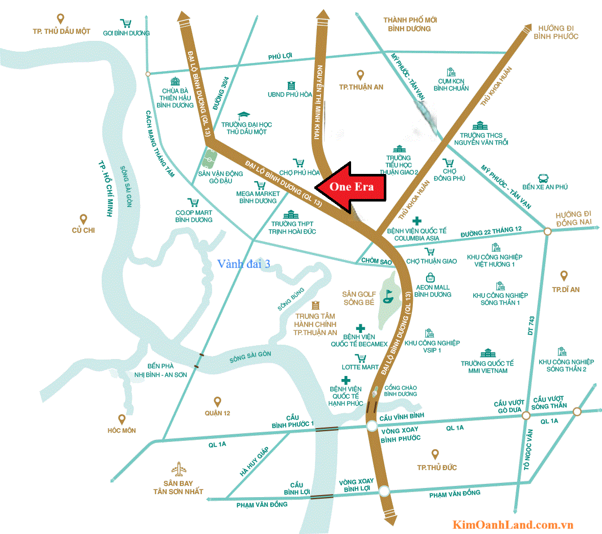 vị trí dự án One Era Thuận Giao của Kinera Kim Oanh