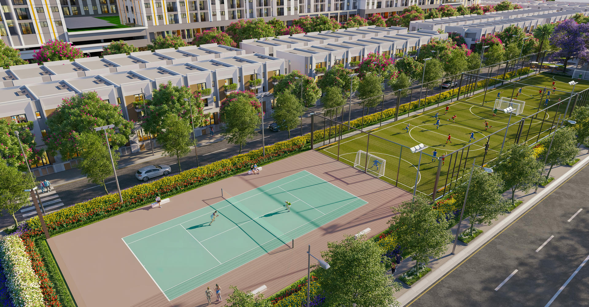 Sân thể thao đa năng: sân bóng đá, sân pickleball – xu hướng thể thao hiện đại K-Home New City Bình Dương Sân thể thao đa năng: sân bóng đá, sân pickleball – xu hướng thể thao hiện đại K-Home New City Bình Dương