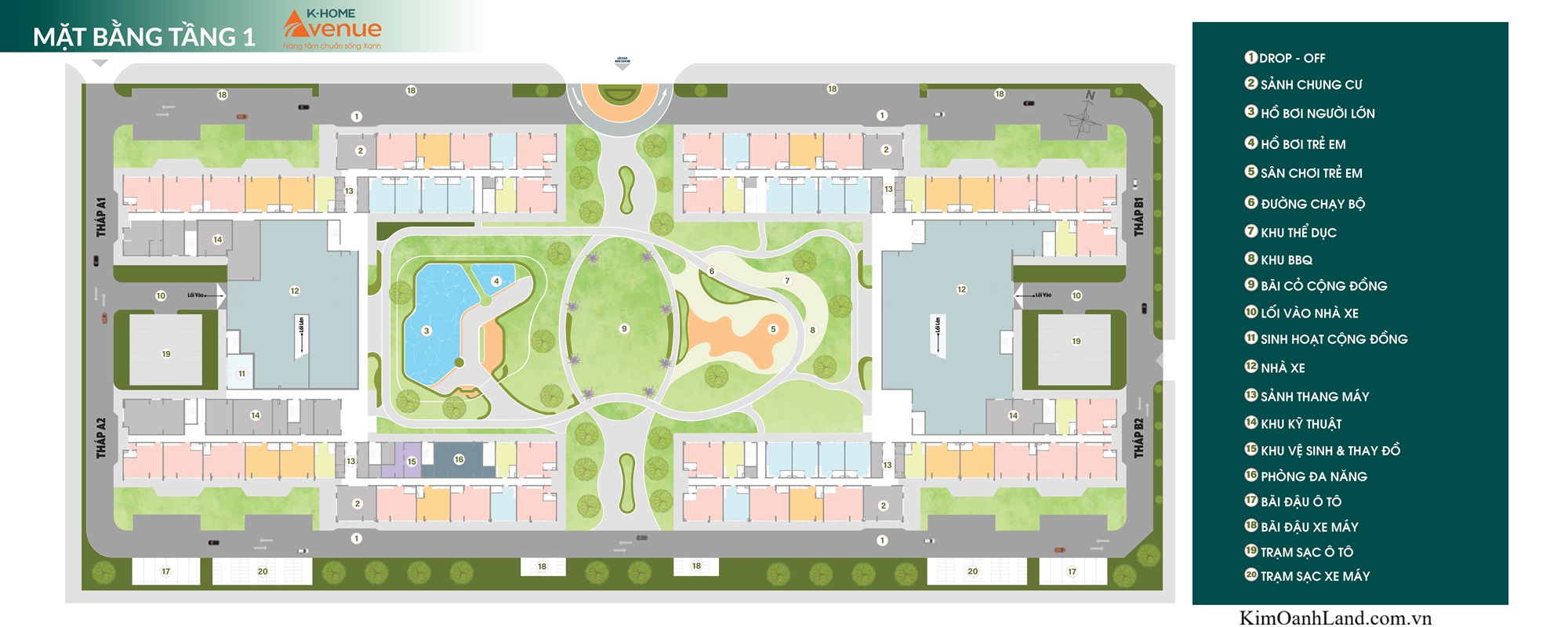 Mặt bằng tiện ích K-Home Avenue Nhơn Trạch