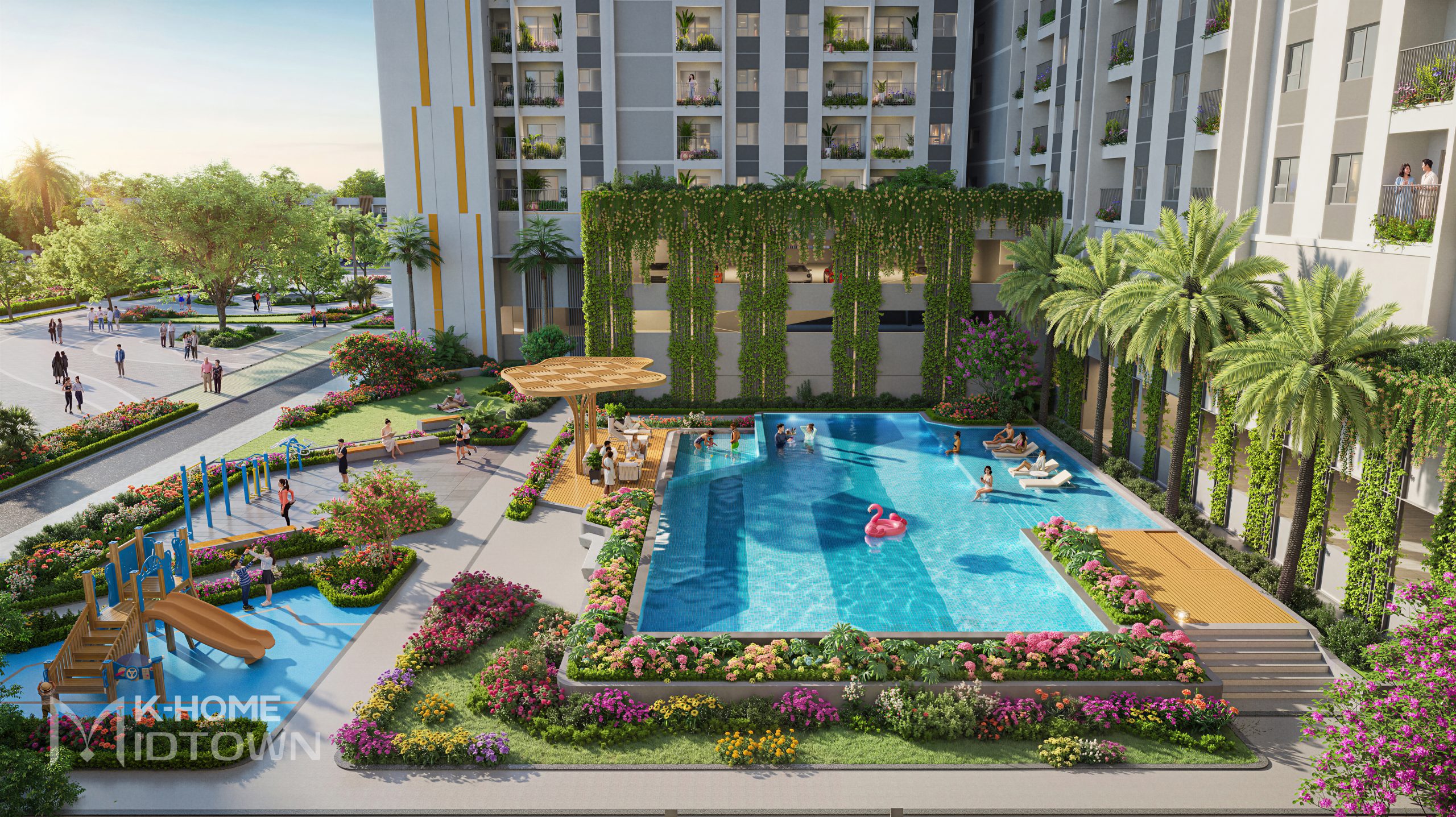 Hồ bơi người lớn và trẻ em NOXH K-Home Midtown