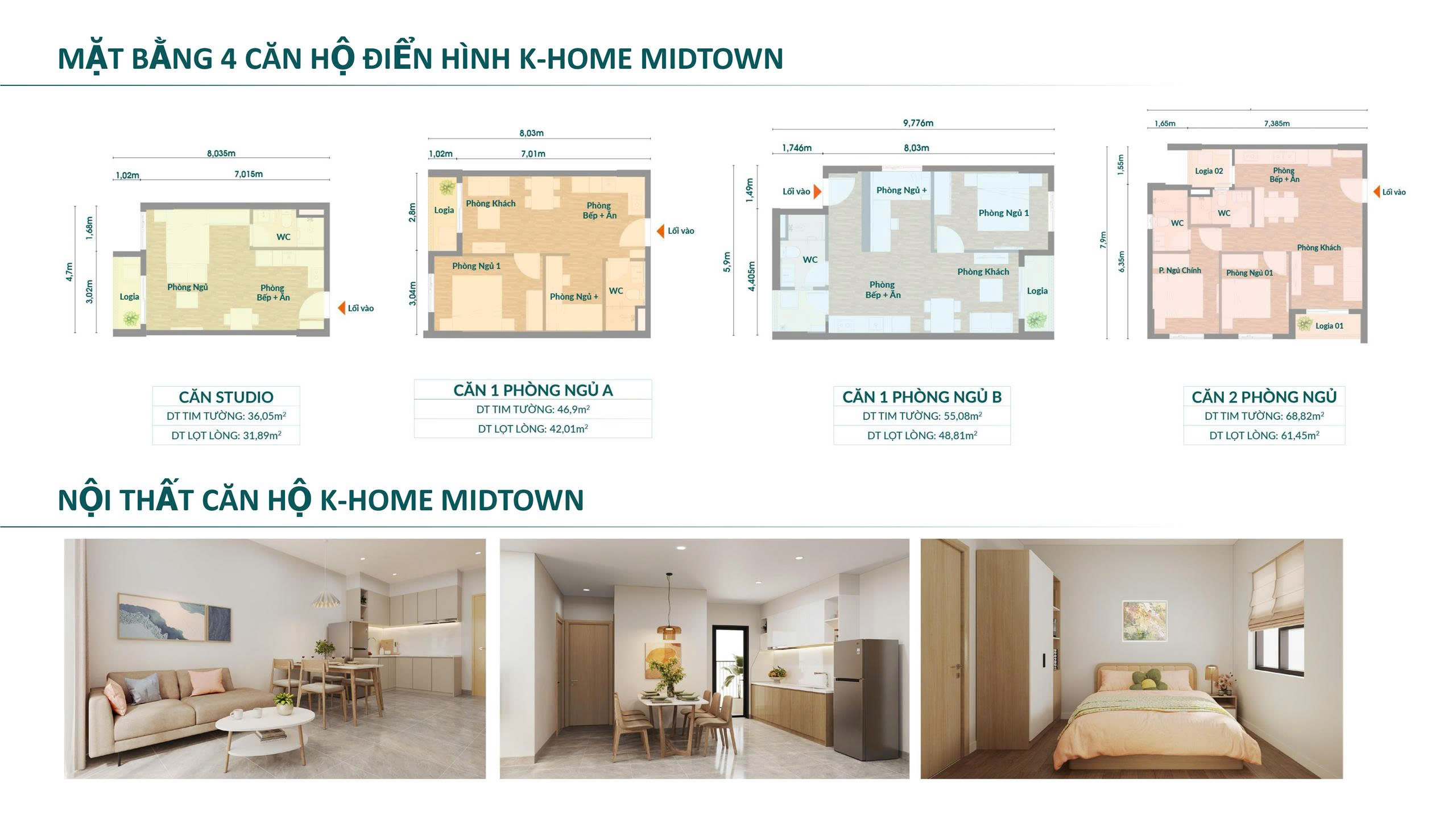 Thiết kế layout căn hộ K-Home Midtown Trảng Bom