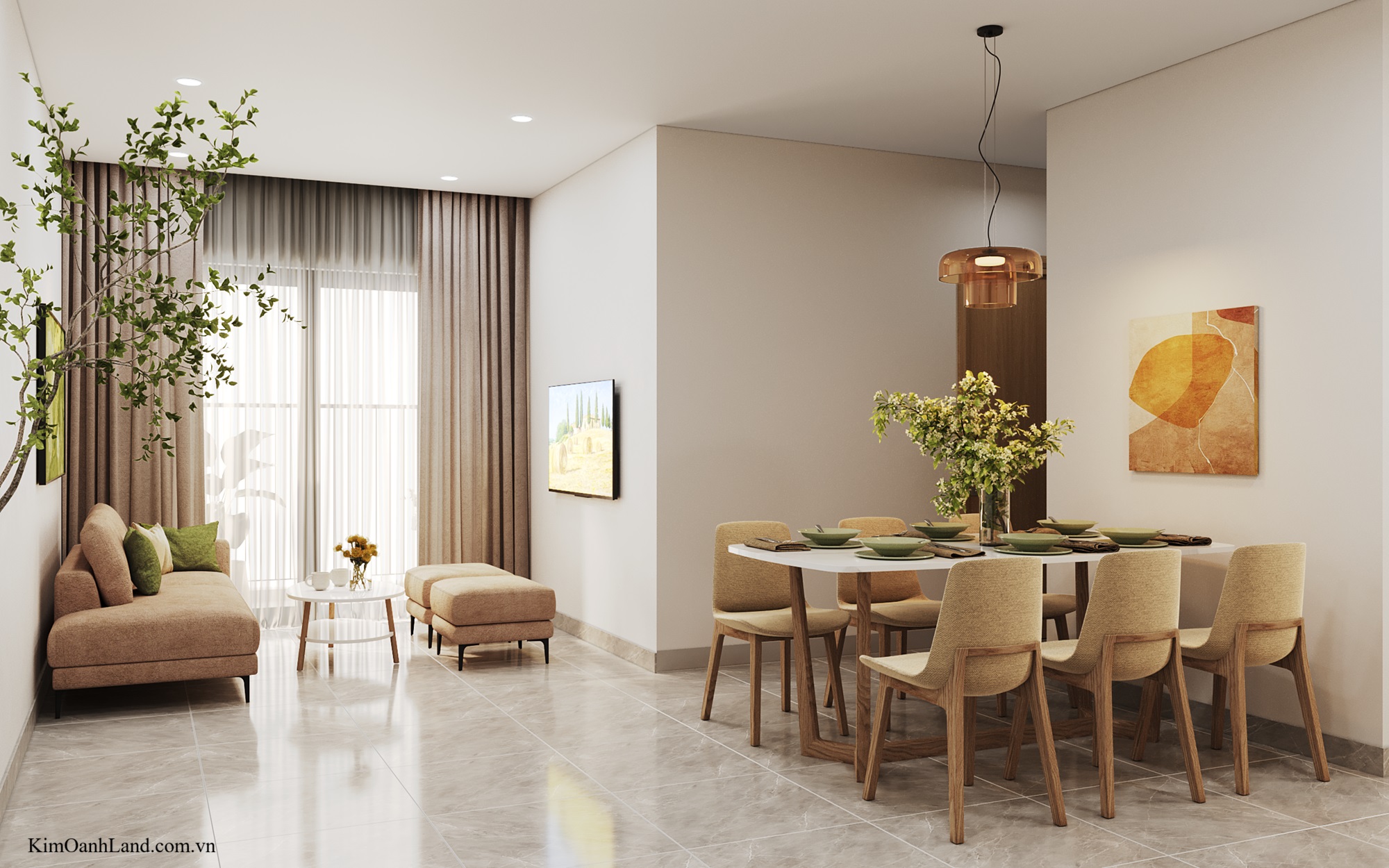 Nhà mẫu căn hộ 2 Phòng ngủ 2PN K-Home Avenue Nhà ở xã hội Nhơn Trạch