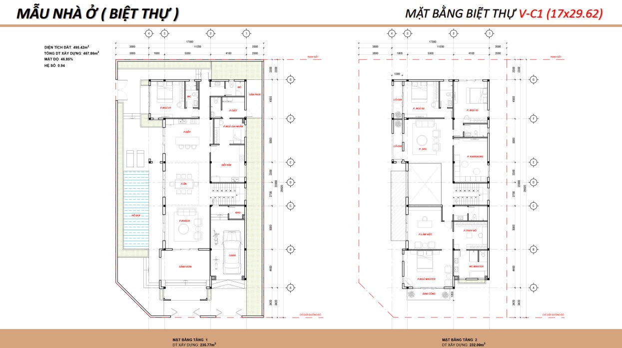 Mẫu layout biệt thự The Link City Dầu Dây