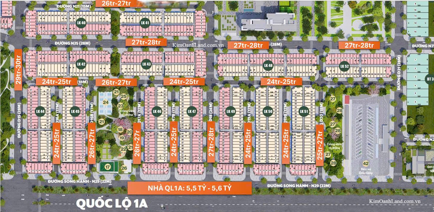 giá bán đất nền dầu giây The Link City giai đoạn 5