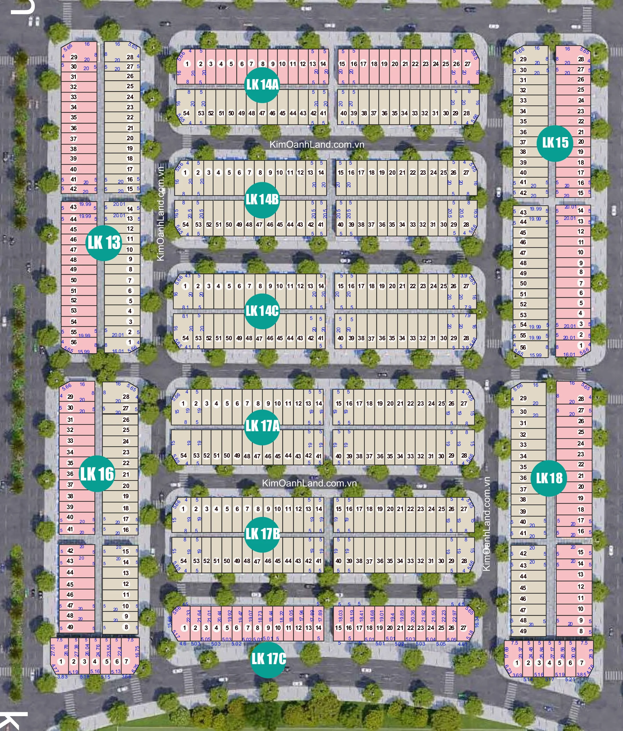 Mặt bằng The Link City phân khu 4: LK13, 14A-B-C, LK5, LK16, LK17A-B-C, LK18
