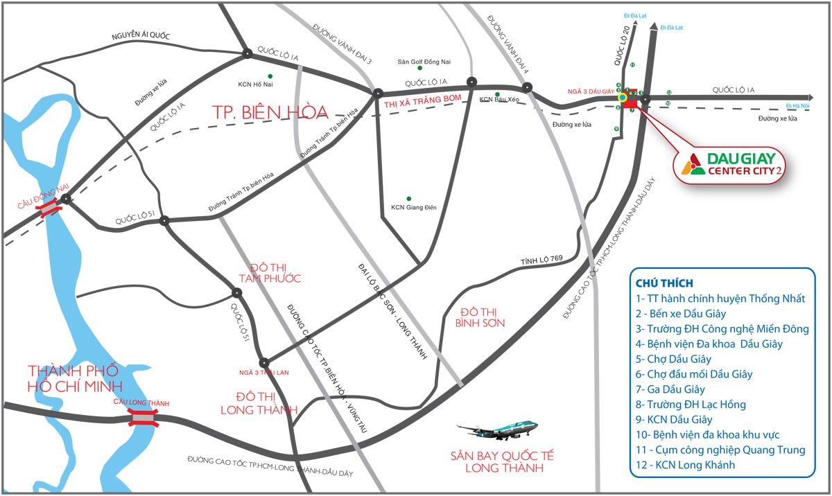 vị trí dự án Dầu Giây Center City Đồng Nai - Kim Oanh Group