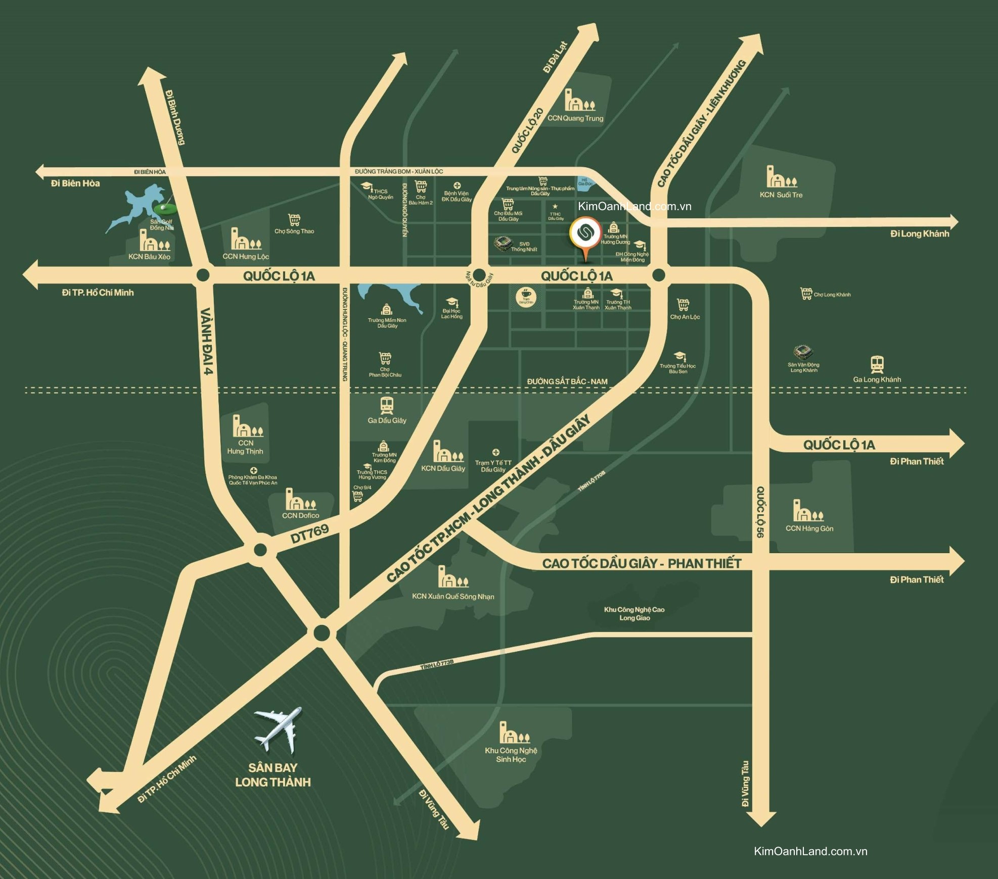 vị trí dự án The Link City Dầu Giây Kim Oanh Vị trí dự án The Link City Dầu Giây - Kim Oanh Land