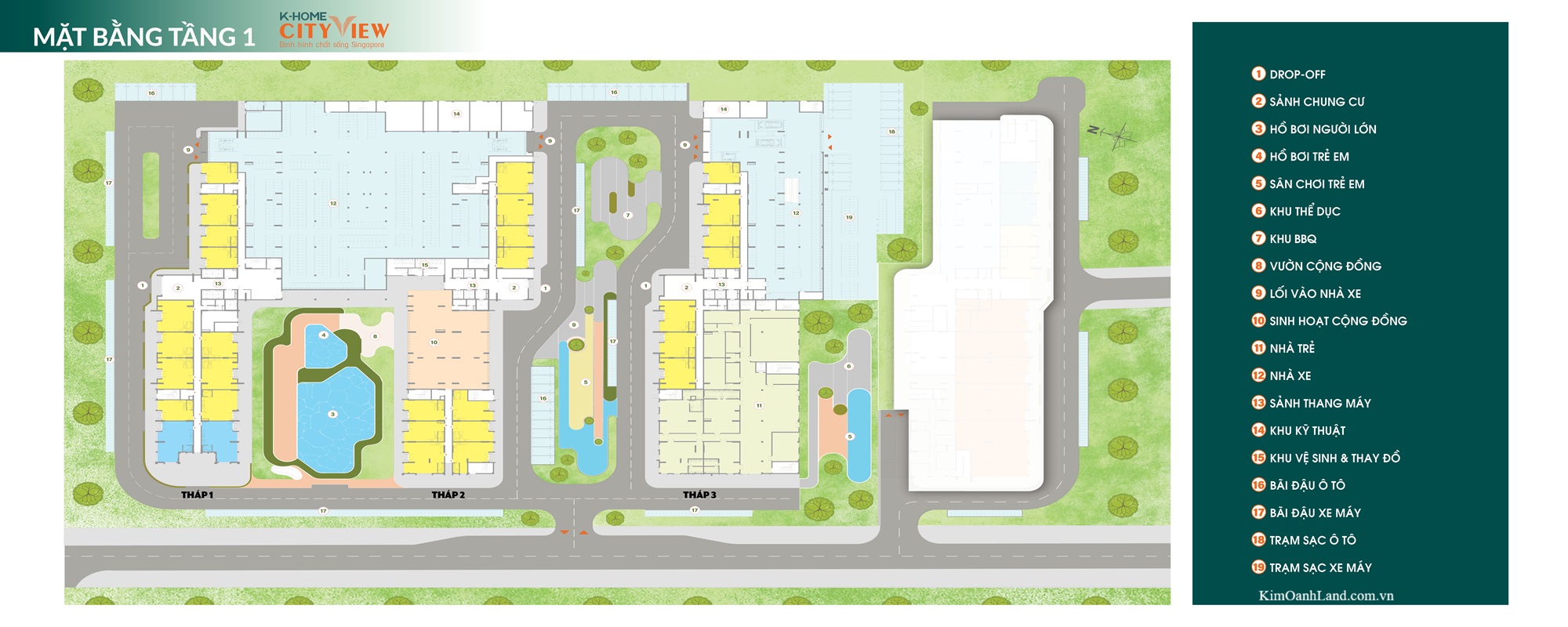 mặt bằng tầng 1 tiện ích K-Home CityView Hố Nai Kim Oanh