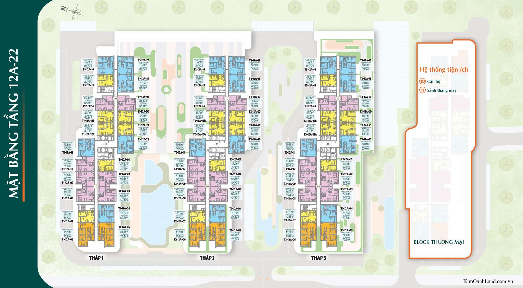 Mặt bằng tầng 12 13 14 15 16 17 18 19 20 21 22 K-Home City View Hố Nai 
