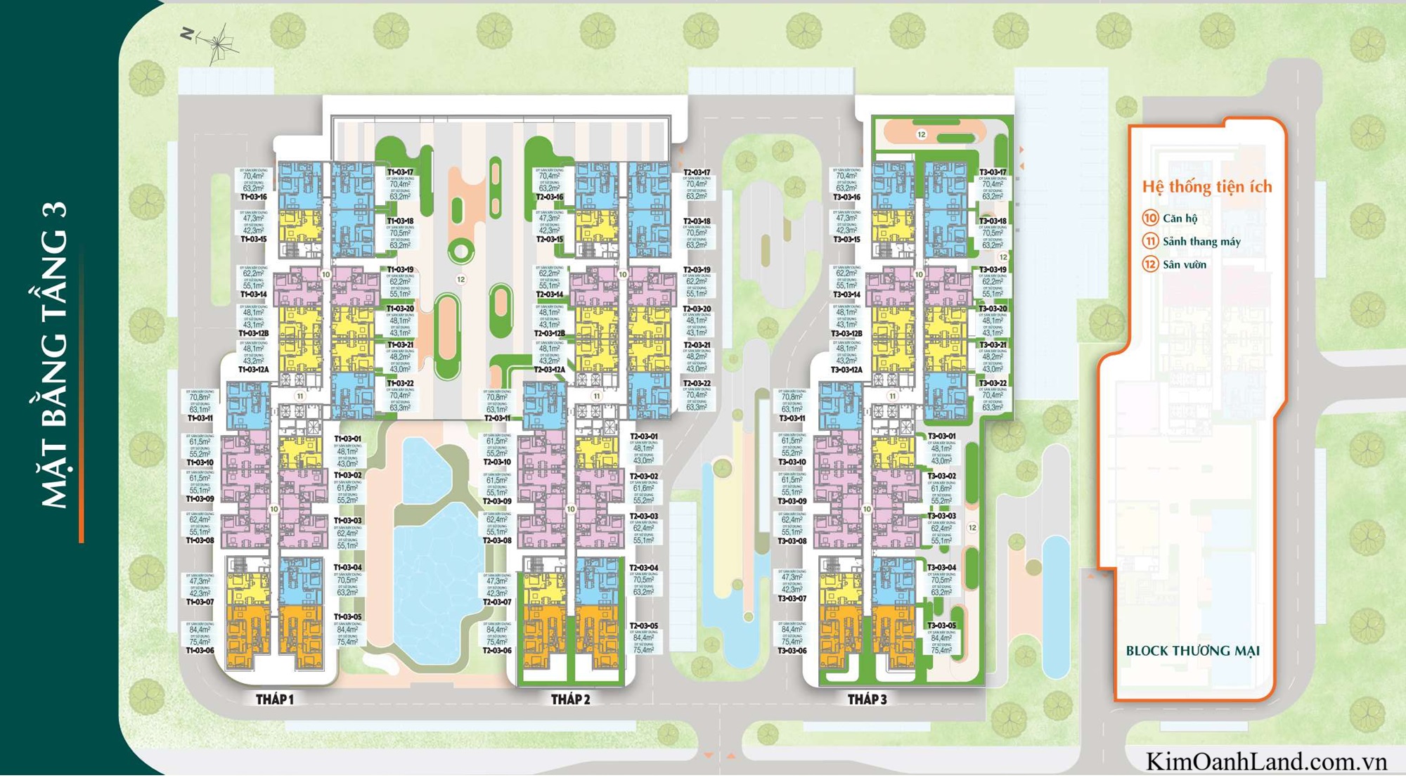 Mặt bằng tầng 3 K-Home City View Hố Nai - sân vườn