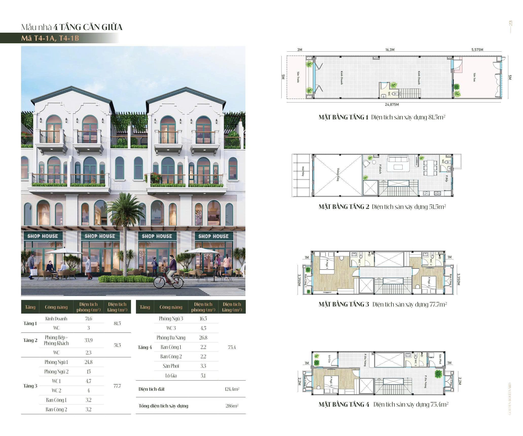 mẫu nhà shophouse TDC Hòa Lợi