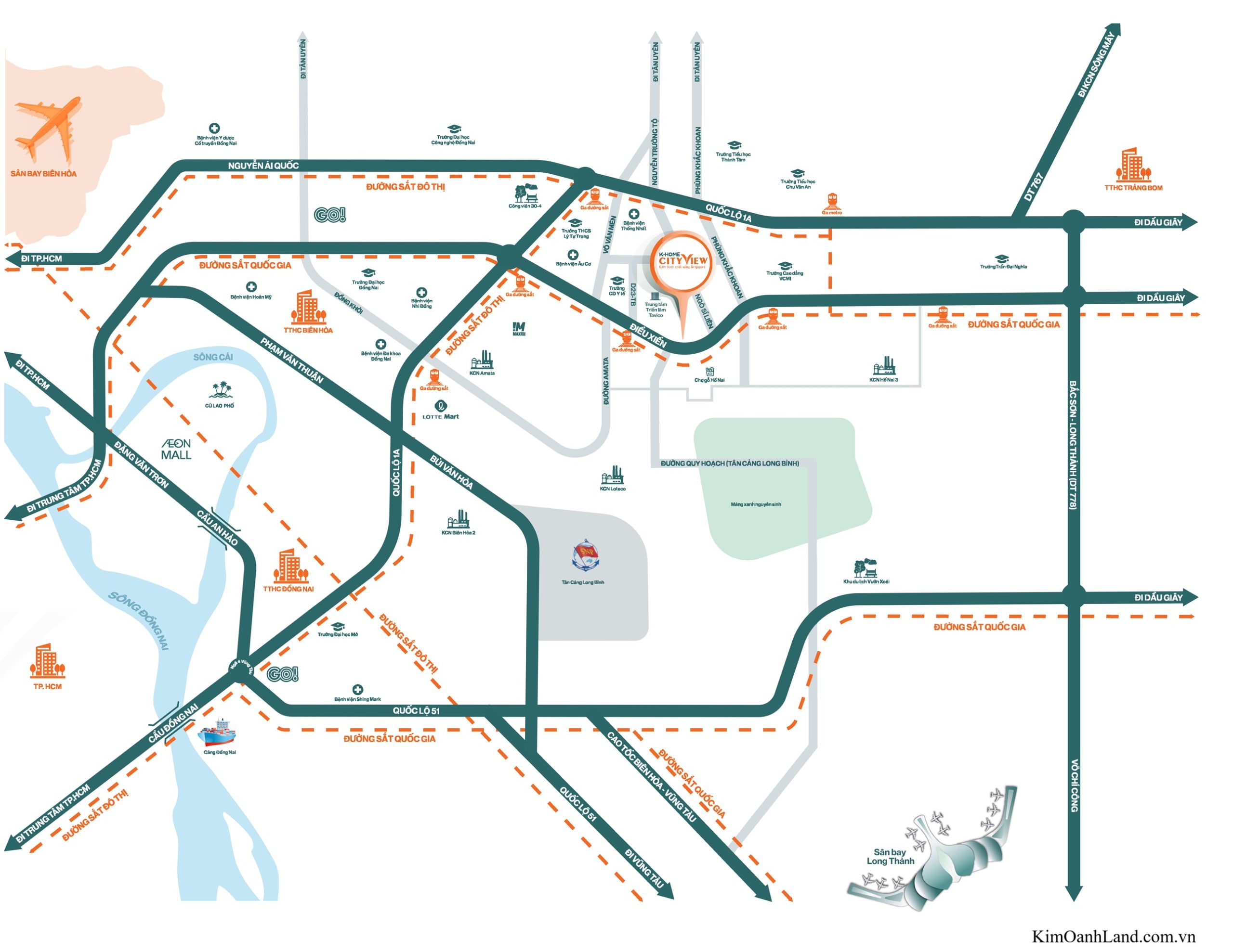 Vị trí dự án NOXH K-Home City View Hố Nai Đồng Nai Kim Oanh Land