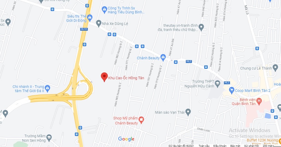 Vị trí dự án cao ốc Hồng Tân Kim Oanh